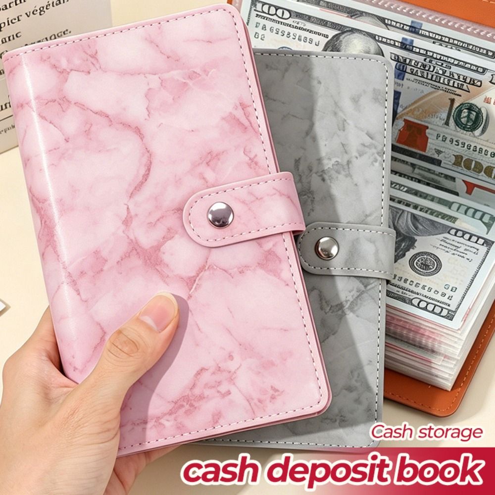 Planner Weekly Budget - 高品質 PU 現金預金帳 マーブルパターン 100 ポケット