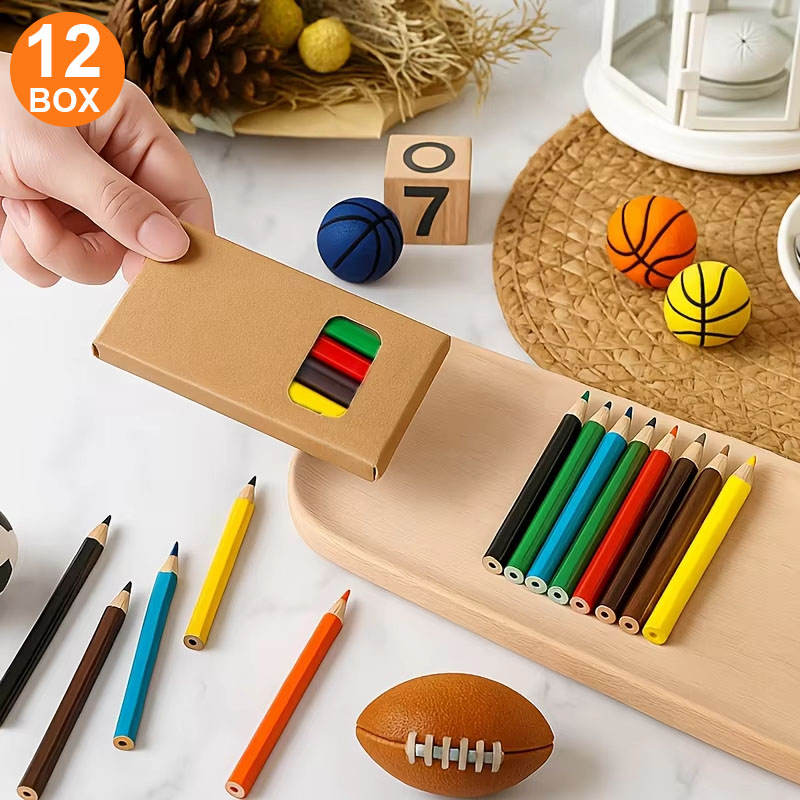 Total Stationery & Office Supply - 6色ミニ色鉛筆12箱（合計72本）、アート描画ツール、学生用アートクラスの落書きカード、手描き文房具セット、旅行用描画、オフィス、新学期用品