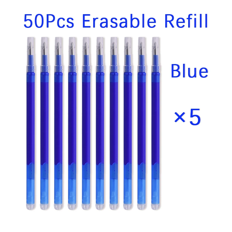 Gel Ink Pen Set - 消去可能なマジックペンピース/セット0.7mm,詰め替えロッド,ジェルペン,青と黒のインク,8色,事務用品