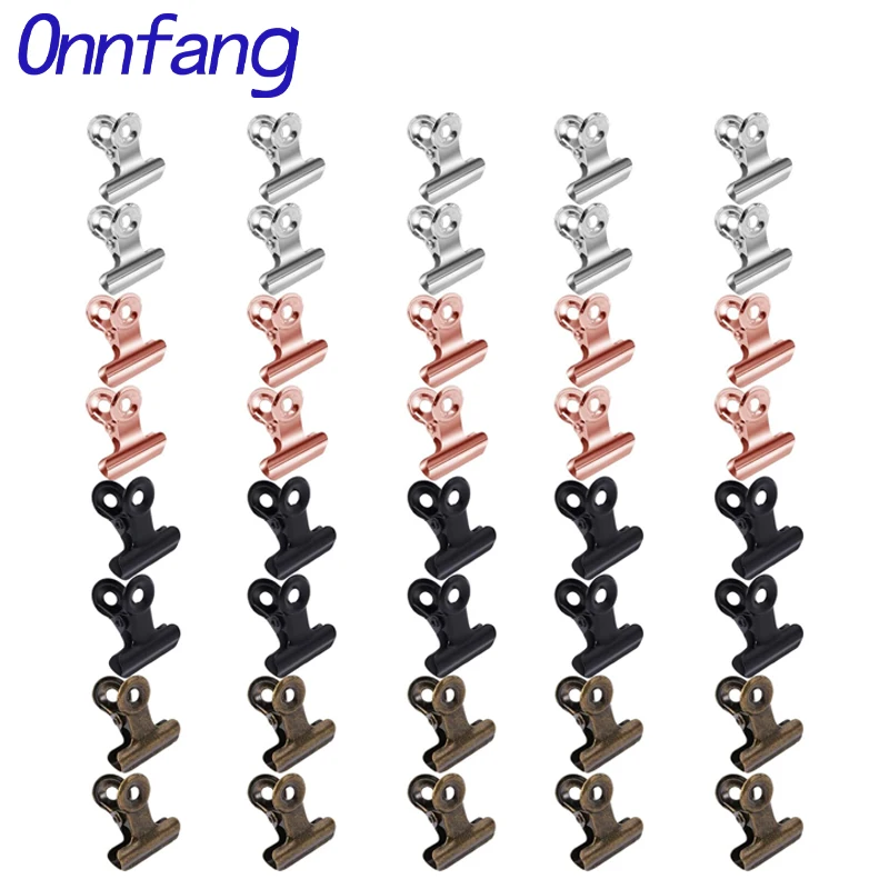 Binder Clip Assorted - ミニメタルグリップブルドッグスプリングクリップセット、チケット、紙、文房具、クリップタグ、ドキュメントバインダー、フォトクランプ、21x23mm、40個