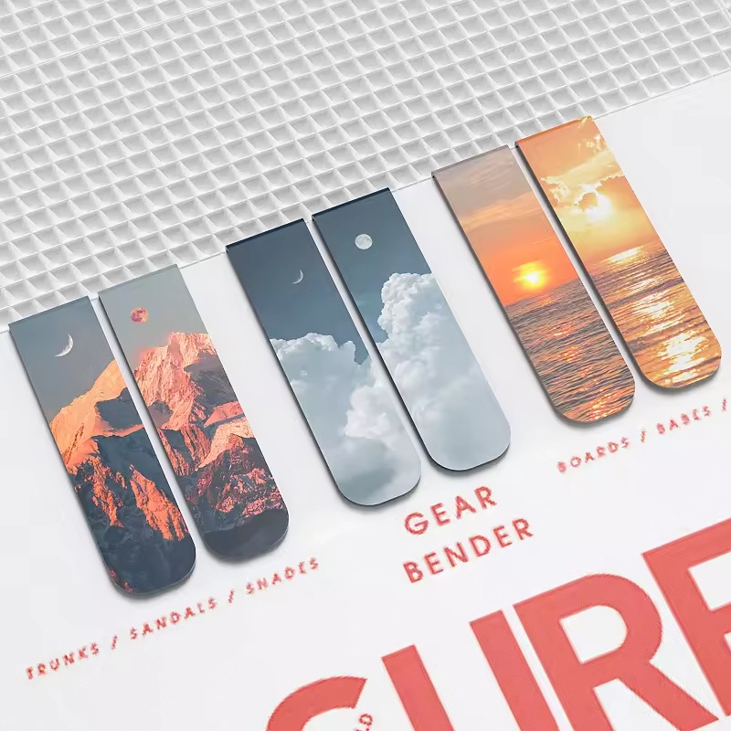 Paperclip Magnetic Set - 2 ピース/セット磁気ブックマーク美しい自然ブックマーカーページマーカー磁気クリップ教師用ブック愛好家読書本のページ