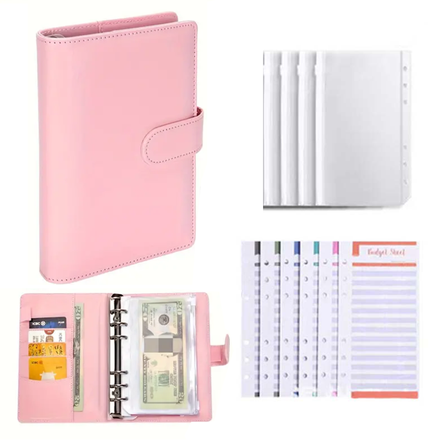 Planner Weekly Budget - Pu レザー予算バインダー現金封筒ポケットジップ小さなフランス予算ポーチバインダー節約のための A6 プランナーオーガナイザー