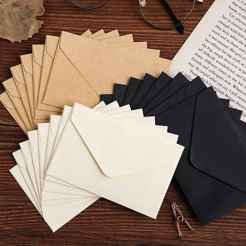 Letter Envelope Kraft - 20/40/80 個クラシックホワイトブラッククラフト空白ミニ紙窓封筒結婚式招待状封筒ギフト封筒