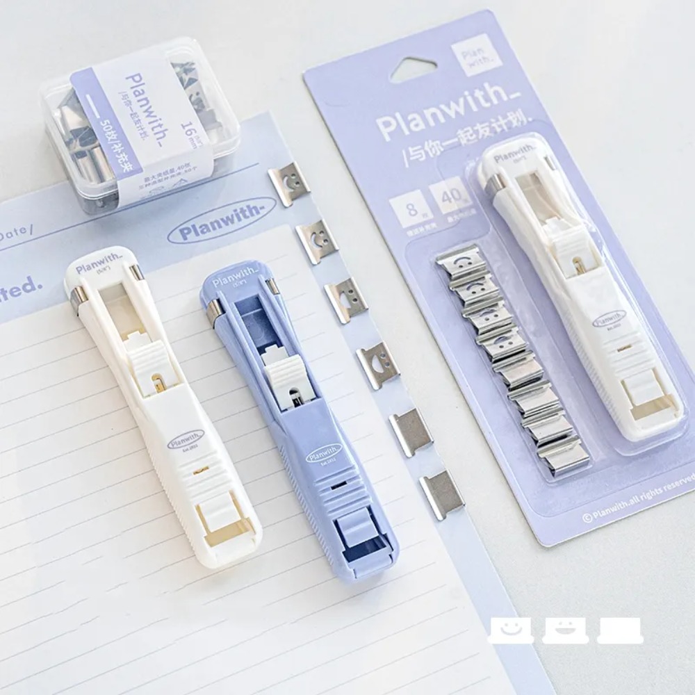 Binder Clip Assorted - ミニプラスチックペーパーホッチキスセット、スマイルデザイン、ペーパークリップ、バインダーファイル、再利用可能、プッシャー、学校、新しい