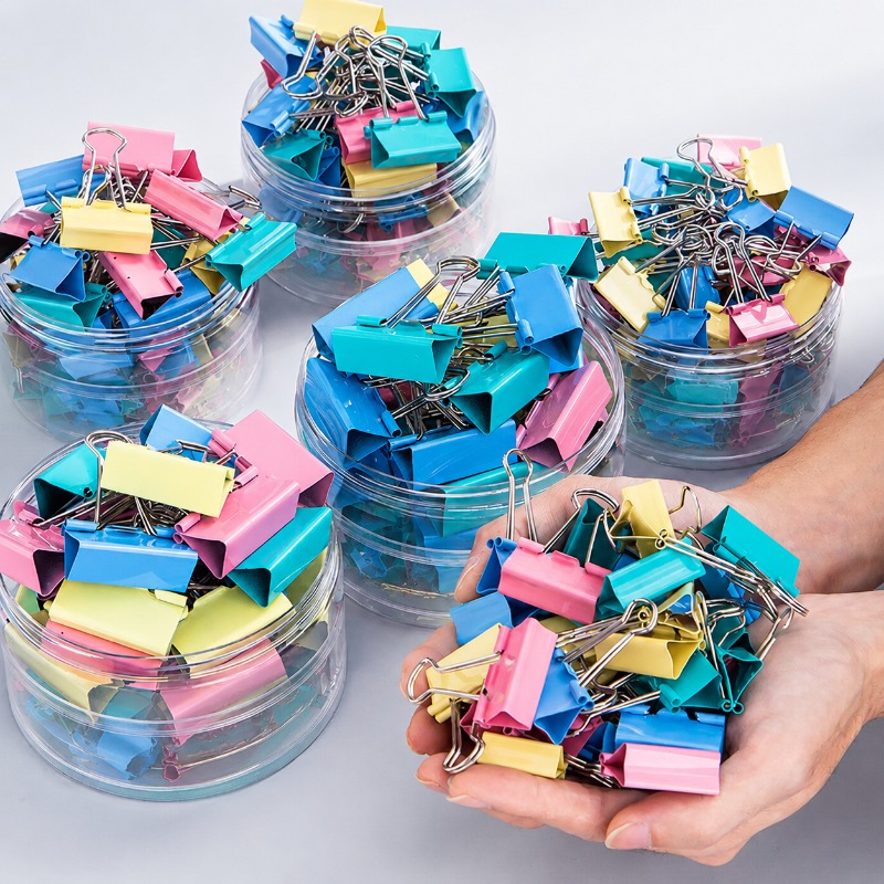 カラフルな金属製バインダークリップ、各種サイズのオフィス用紙 - Binder Clip Assorted のレビューと価格