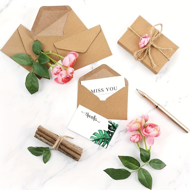 50/100 個クラフト紙封筒無地空白ミニ封筒 DIY グリ - Letter Envelope Kraft のレビューと価格