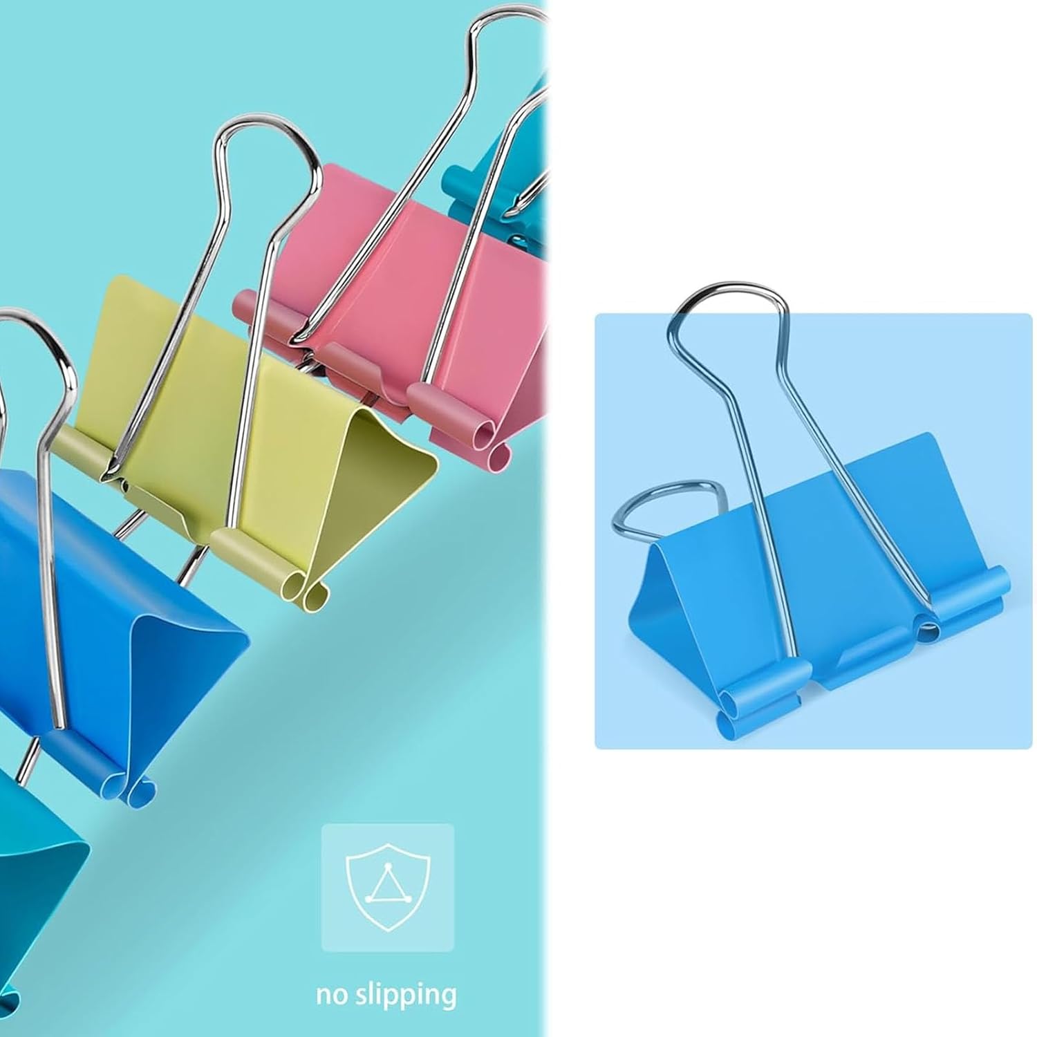 折りたたみクリップ、ペーパークリップ40個、金属製、バインダ - Binder Clip Assorted のレビューと価格