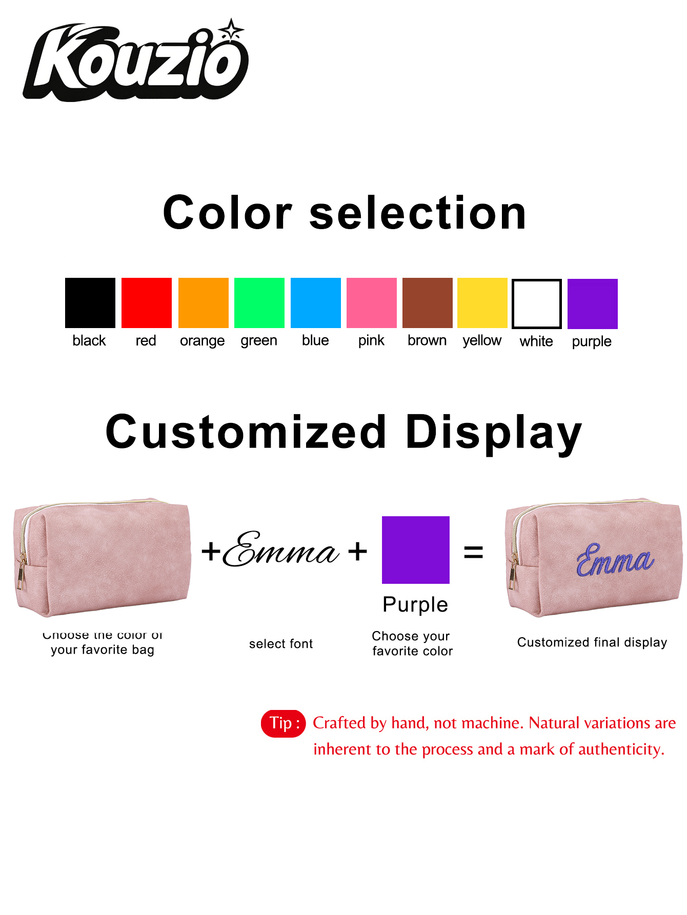 大きな正方形のフェイクスエード製カスタムテキスト刺繍ジッパー - Stationery Supplier のレビューと価格