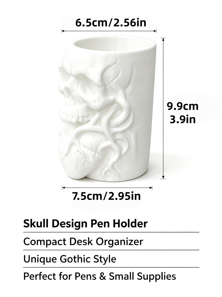 ダークな雰囲気のスカルハート型エンボス加工ペンホルダー、個性 - Stationery And Office Supply Stores のレビューと価格