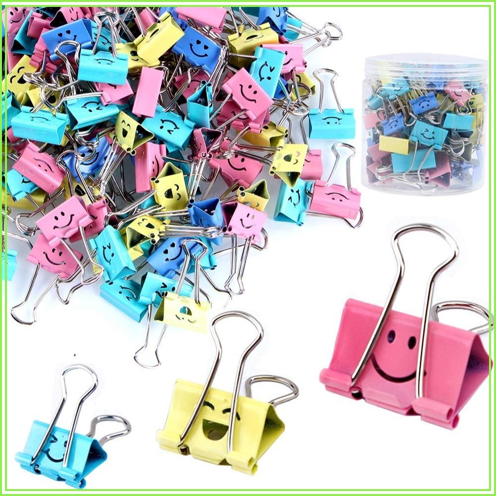 80個入りアソートバインダークリップ、かわいいスマイルフェイ - Binder Clip Assorted のレビューと価格