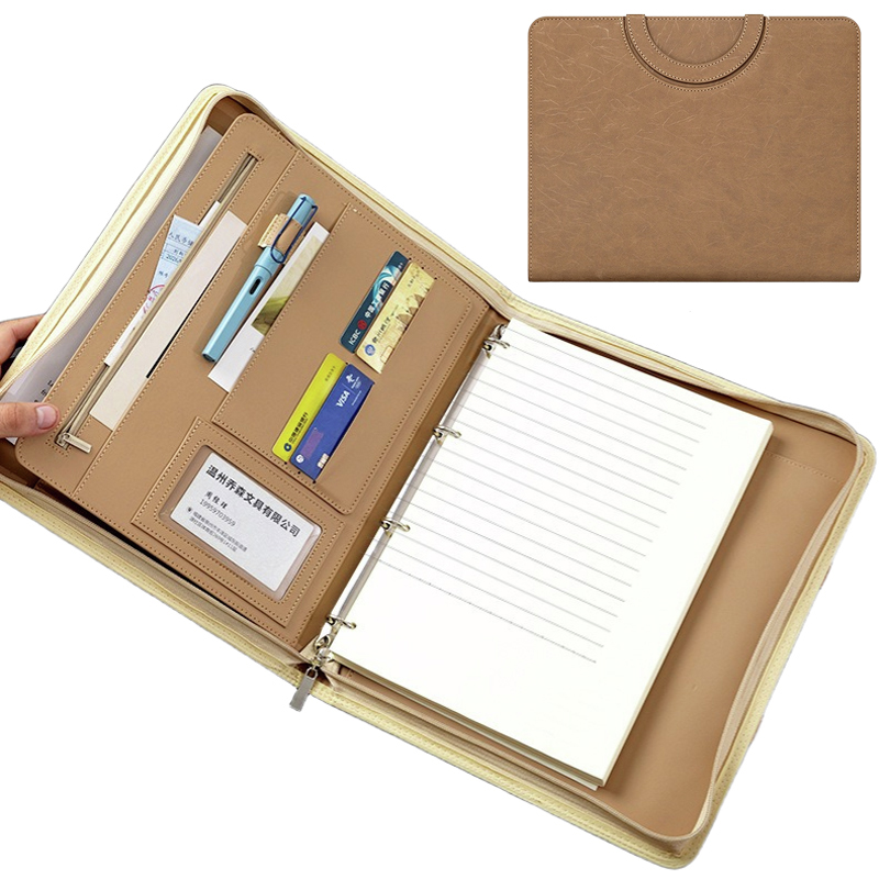多機能 A4 PU レザービジネスポートフォリオフォルダーリ - Binder Clip Assorted のレビューと価格